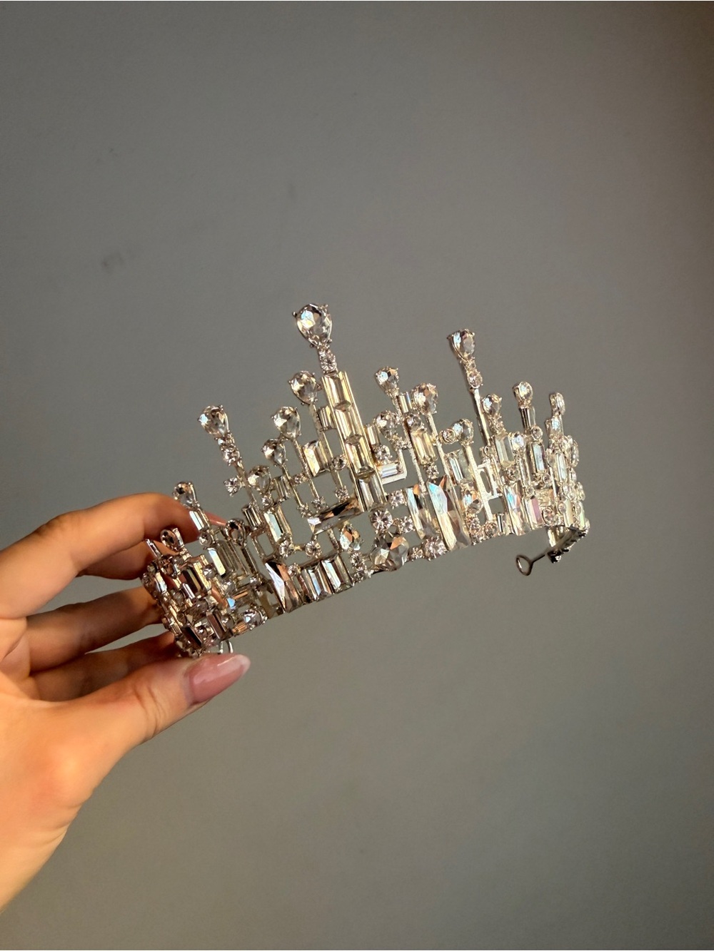 Crystal Decorative Tiara Crown - Silver